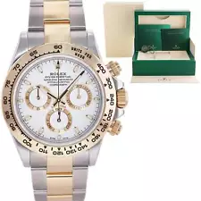 2022 STICKERS Rolex Daytona 116503 White Chronograph Two Tone Gold Steel Watch