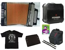 New ListingHohner Corona II Classic GCF/SOL Black Accordion Acordeon Case/Bag/Strap/Pad/DVD