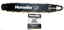 HOMELITE SUPER 2, XL, XL2, 180, 200, LIL RED, OEM 12" BAR & CHAIN COMBO