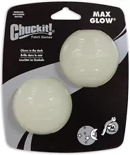 Chuckit Max Glow In The Dark Fetch Ball For Dogs 2.5-Inch Medium 2-Count