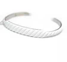 New DAVID YURMAN 8.5mm Enamel Sculpted Cable Contour Cuff Bracelet White Large