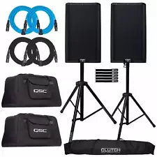 QSC K12.2 K2 Series 2-Way 12" Powered Active Speakers Pair w Totes & Stands