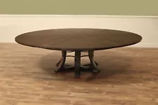 82"-100" Large Round Expanding Pedestal Table UNIVERSAL WALNUT Finished JUPE