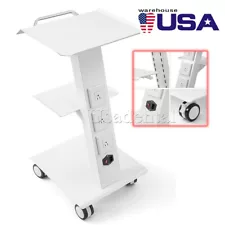 Dental Metal Built-in Socket Tool Cart Mobile Instrument Medical Trolley Sale!