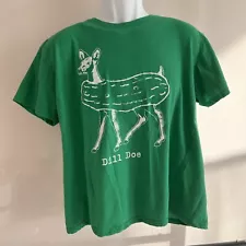 Mens XL Dill Doe Tshirt Funny Pickle Deer Tee For Guys