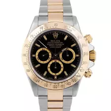 Rolex Daytona Cosmograph 40mm BLACK Two-Tone SEL 18K Gold Stainless Watch 16523