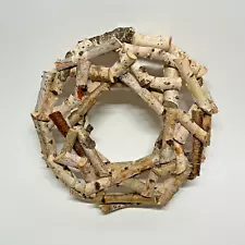 Birch Wood Wreath 12 inch Beautiful Rustic Decor Holiday Christmas Cabin Winter