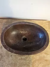 Hammered Antique Copper Drop-in Oval Sink