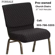 250 Pre-owned Church Chairs 21" inch (Color Black & Gold dots) $35.00 EACH O.B.O