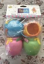 Vintage 90s Disney Pooh Hunny Pot Easter Baskets Plastic, Baby Shower Decor NEW