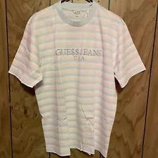 Guess Originals ASAP Stripe Crew Blue T Shirt - Size L