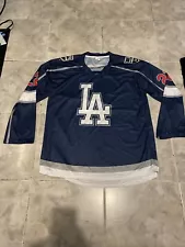 Los Angeles Dodgers LA Kings Jersey Mens XL Hockey Style Kershaw #22 SGA Blue