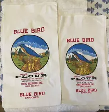 Blue Bird Cloth Flour Sack Bag Size 10 and 5 Pound Empty Art-To-Wear