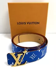 LOUIS VUITTON LV Initiales 40mm Reversible Belt Blue M8460V Sz 95/38