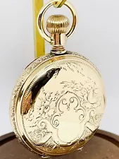 Solid 14K Gold 1890 U.S. Watch Co 18S Gr 48 Hunter Pocket Watch Runs 131 Grams