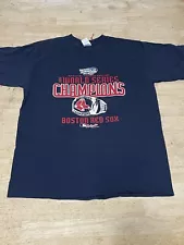 Boston Red Sox Mens Sz Large T shirt 2004 World Series Ring Logo Blue MLB