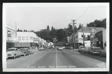 WA Port Orchard SHARP RPPC 1950's STREET Department Store CAFE Car Ellis 3168