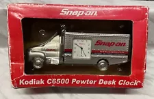 N A801 Snap-on Tools Kodiak C6500 pewter Desk Clock 2006 with Rolling Wheels