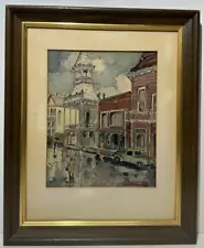 William D. Dampier 1970 "Rain in Nevada City" Original Watercolor 13"x16" READ