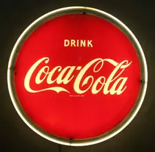 Vintage 1950s/60s Coca Cola 16 inch Button Sign NPI Neon Products Inc