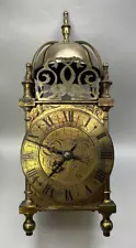 Antique Brass Lantern Clock - Working