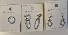 Estate Sale Kendra Scott Jewelry Lot Silver Color 2 Earrings & 1 Ring