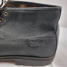 New ListingRALPH LAUREN POLO MEN'S Boots WATERTON US 12 Black Leather Logo Tag