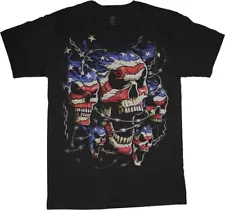 SALE: Men's 6XL - American Flag Skulls T-shirt Mens Graphic Tees Clothing