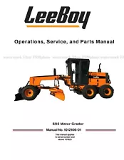 LeeBoy 695 Motor Grader Service Parts Repair Manual 1012106-01