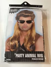 Adult PARTY ANIMAL Costume WIG NEW Mullet GUY Brown Hair DUDE Redneck