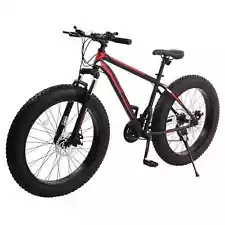 Mens Fat Tire Mountain Bike, High Carbon Steel Frame, 21-Speed, 26'' Wheels