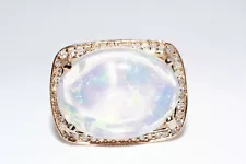 $6,000 10K ROSE GOLD 8.31CT NATURAL OPAL & DIAMOND COCKTAIL RING