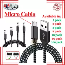 Heavy Duty Micro USB Fast Charger Data Cable Cord For Samsung Android HTC LG Lot