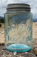 MASON JAR LOCKPORT MASON PINT CANNING JAR ZINC LID