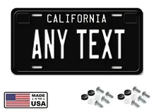 Black and White Any Text California FLAT Car License Plate Customize Your Name