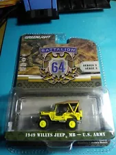 2022 Greenlight 1949 Willys Jeep MB US Army Yellow: $4-$6 Max S&H Total W/More