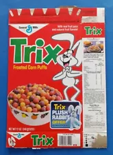 Original 1987 General Mills Trix Cereal Box Plush Rabbit Send Away Offer!! 12oz.