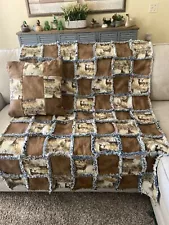 New ListingRag Quilt Throw & Pillow Handmade 43x59 Rustic Farmhouse Beautiful Deer