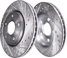 Pair Front Drilled and Slotted Disc Brake Rotors Set for 2014 - 2022 Mini Cooper