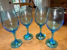 Brand New-Set Of 4 Cristar Sky Blue 13oz Rioja Water/Wine Stemmed Goblet Glasses