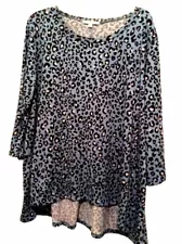 Green Envelope LA blue cheetah print top EUC size 3X stretchy soft Reduced sale