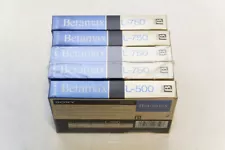 Lot of 5 Sony Betamax tapes, 4x L-750, 1X L-500, BRAND NEW SEALED UNUSED