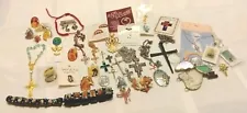 Religious Lot Of Unique Items Crosses Pendant Pins Necklaces Bracelets