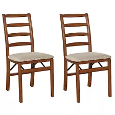 MECO Stakmore Shaker Upholstered Seat Folding Chairs, Cherry (2 Pack) (Used)