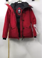 Canada Goose Womens Red Long Sleeve Full-Zip Hooded Parka Jacket Size Small