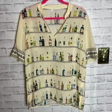 Equipment Boozy Bar silk bottle printed blouse s small