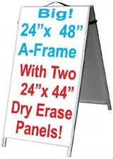 NEOPlex 24" x 48" Aluminum Sidewalk Sandwich Board A-frame Sign w/Dry Erase Inse