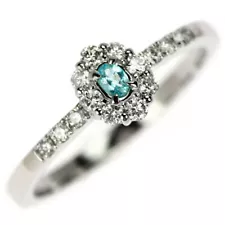 Rare Pt950 Paraiba Tourmaline Diamond Ring 0.04ct D0.19ct - Auth free shipping f