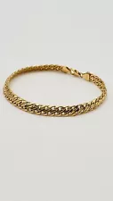 18k Yellow Gold Italy Fancy Rare Miami Cuban Link Chain Bracelet 8,1-8,2” Unisex