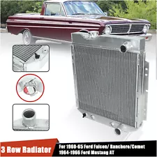 3 Row Radiator 52mm For 64-66 Ford Mustang 60-65 Falcon/ Ranchero/ Comet AT 259